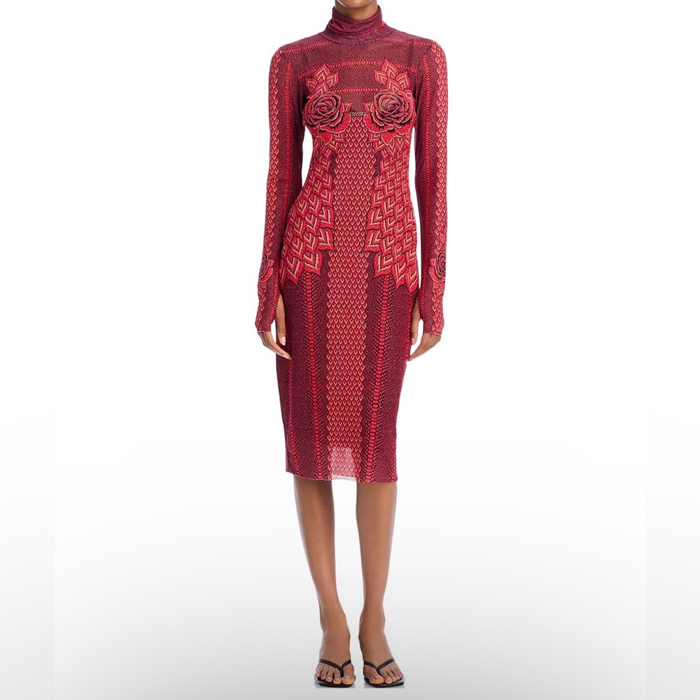 AFRM Shailene Turtleneck Mesh Midi Dress